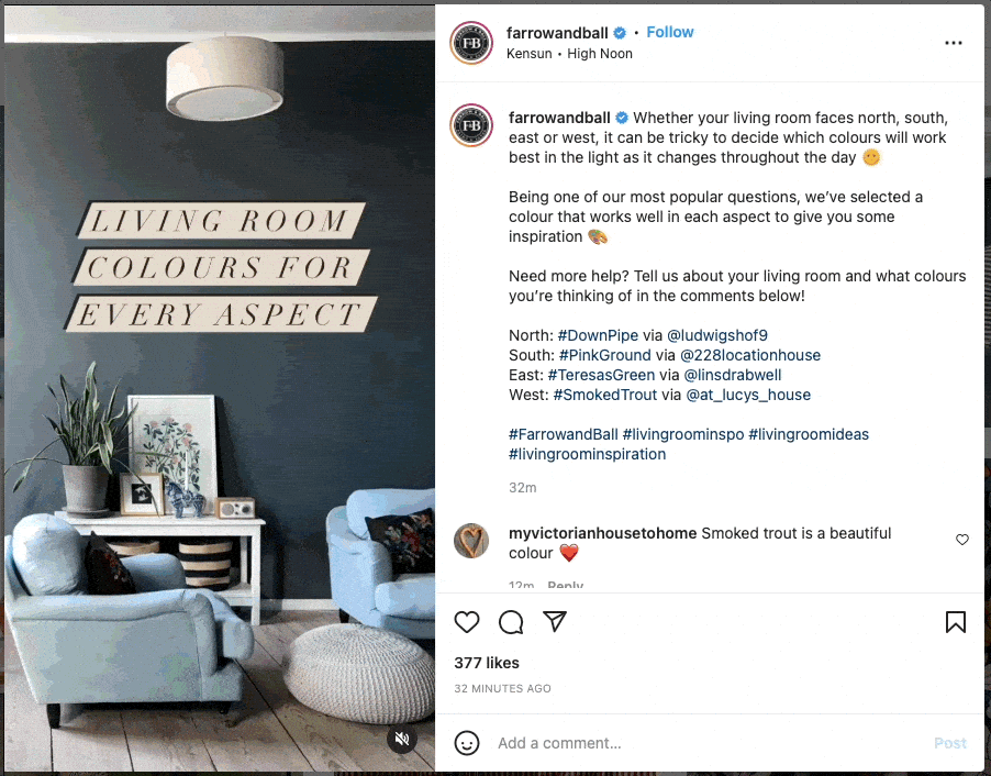 Farrow & Ball's IG feed