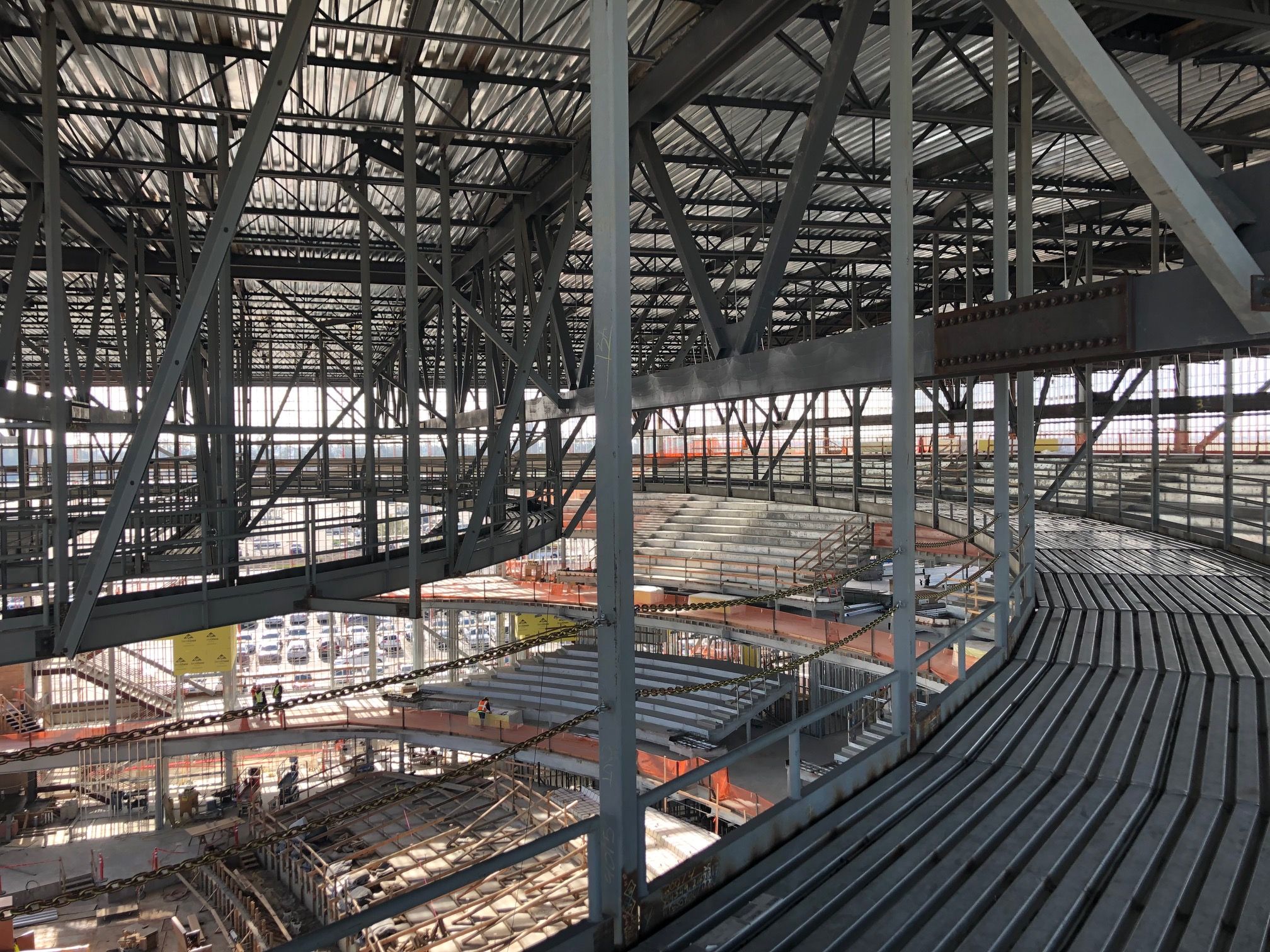 The inside of the Thunder Valley Stadium under construction
