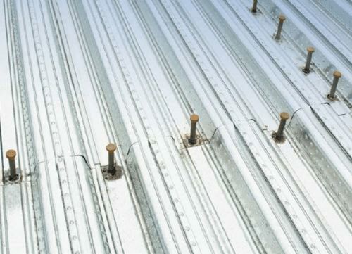 A steel roof deck