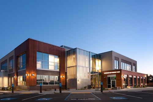 Front of the complete Community Hospital of Montery at dawn.