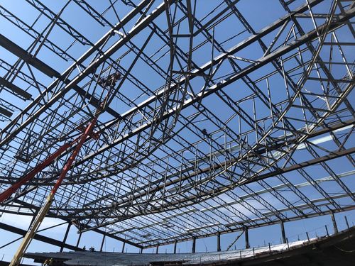 A look at the steel roof of Thunder Valley's new event center.
