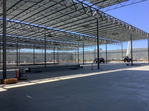 Warehouse racking in progress for Kubota Distribution Center.