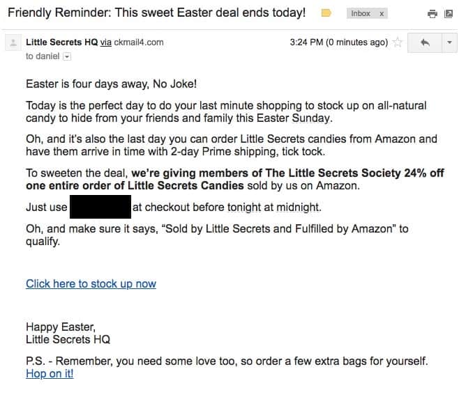 Easter promotion deadline email