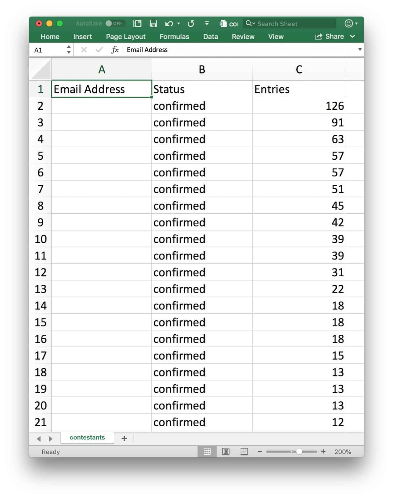 Excel screenshot