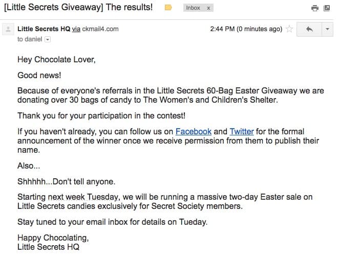 Existing subcriber thank you