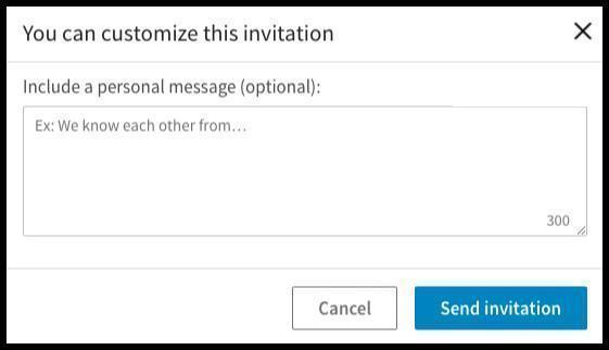 customize invitation on LinkedIn