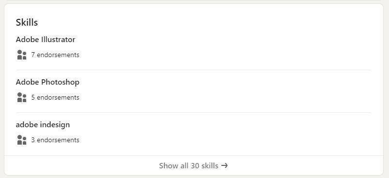 LinkedIn profile key skills