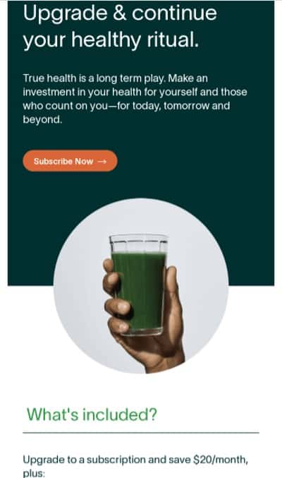 upsell email from Atheltic Greens