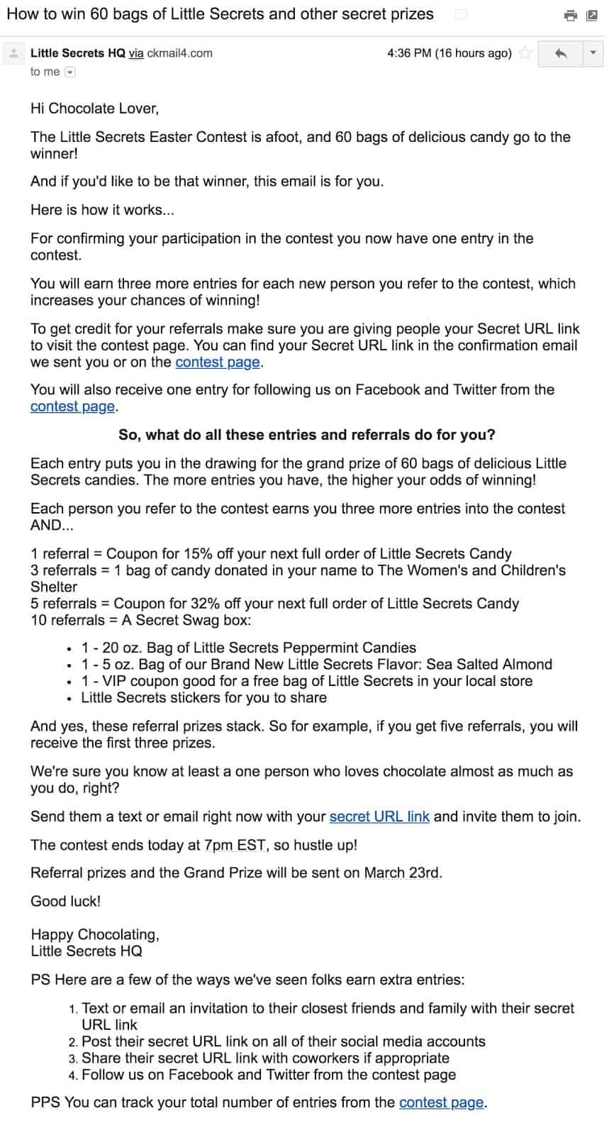 Post confirmation email