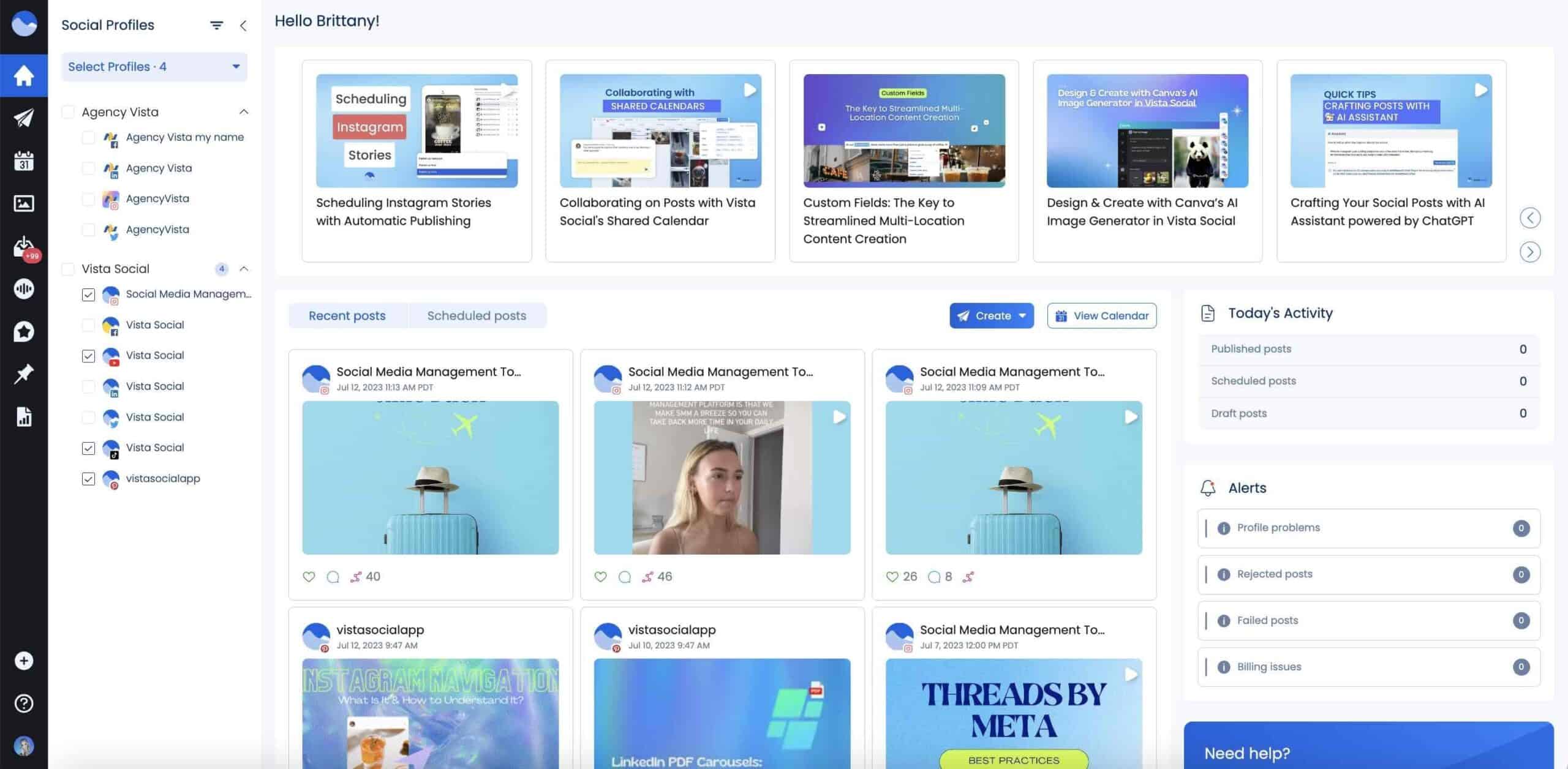 vista social dashboard